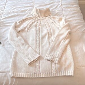 Liz Claiborne Fisherman turtleneck Sweater, cream, size small